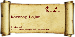 Karczag Lajos névjegykártya